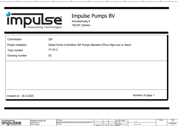 V7.43.2_03 Diesel Pump Controlbox SIP Pumps Standard (Plus) High-Low or Alarm - Wiring Diagram